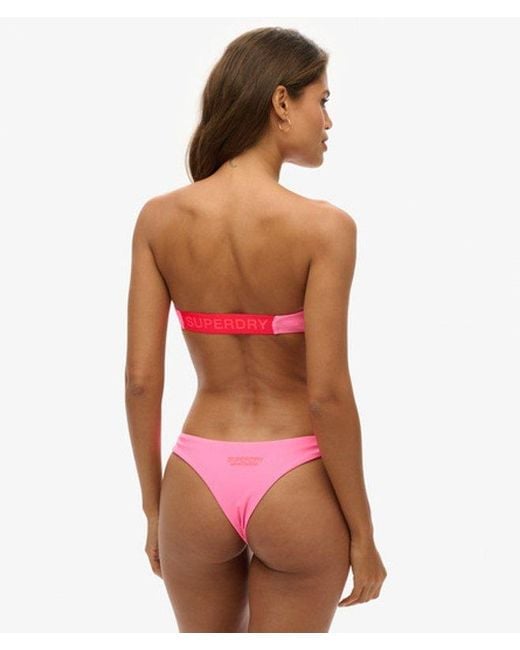 Superdry Pink & Co Logo Bandeau Bikini Top