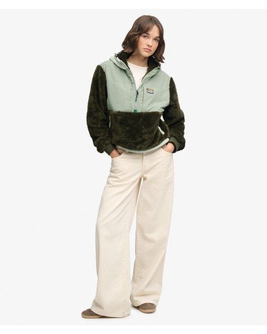 Superdry Green Super Soft Hybrid Half Zip Jacket
