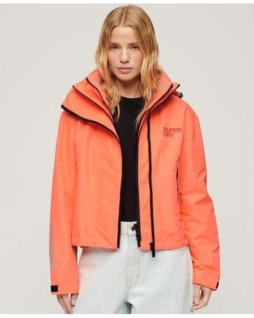 Superdry Orange Hooded Embroidered Sd Windbreaker Jacket