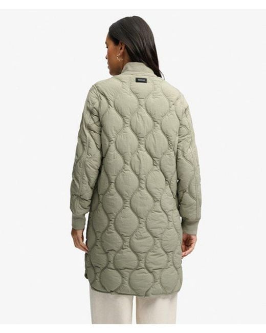 Superdry Green Longline Onion Quilt Liner Jacket
