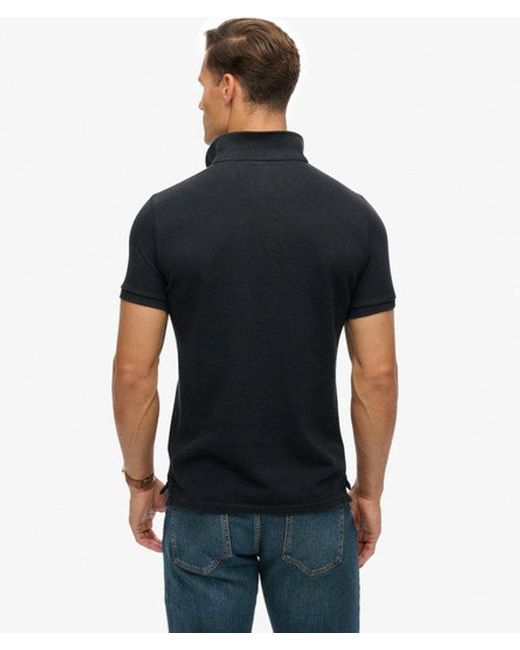 Superdry Black Vintage Athletic Embroidered Polo Shirt for men