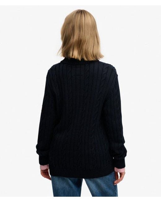 Superdry Blue & Co Slouchy Cable Half Zip Jumper
