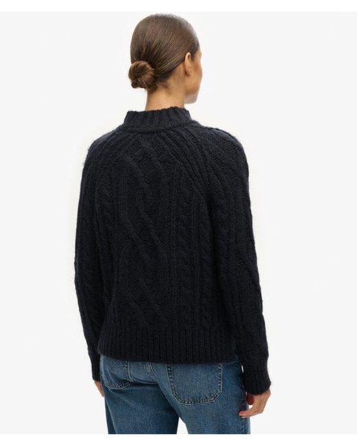 Superdry Black & Co High Neck Cable Knit Jumper