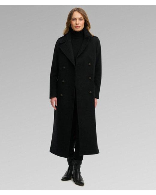 Superdry Black & Co Double Breasted Wool Blend Coat