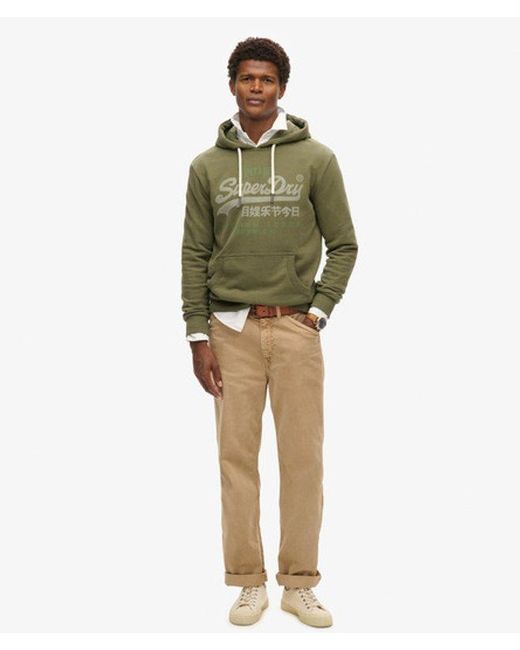 Superdry Green Mens Classic Vintage Logo Heritage Hoodie for men