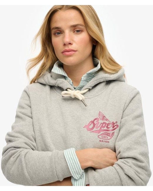 Superdry Red Athletic Metallic Hoodie