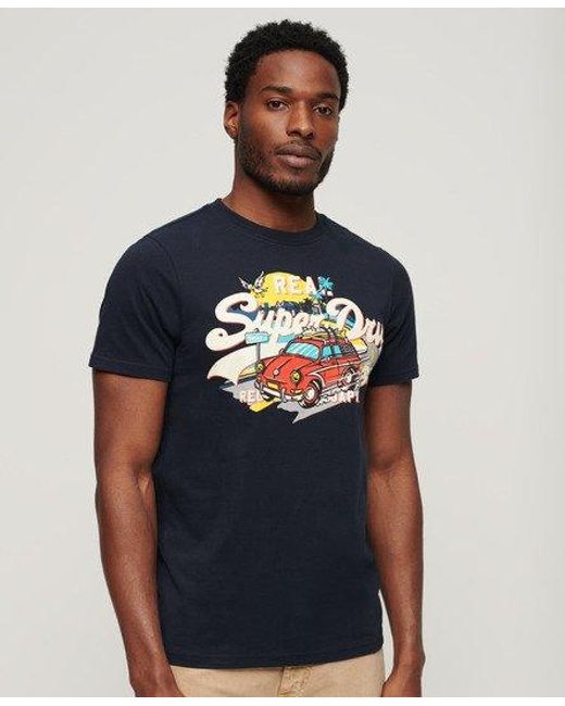 Superdry Blue La Graphic T-shirt for men