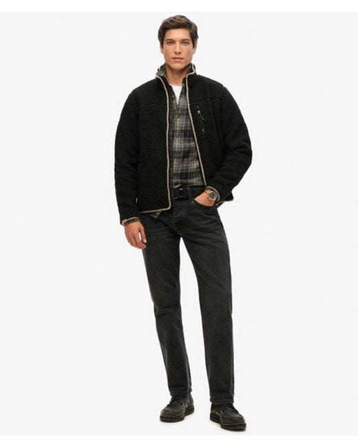 Superdry Black Outdoor Sherpa Fleece Jacket for men