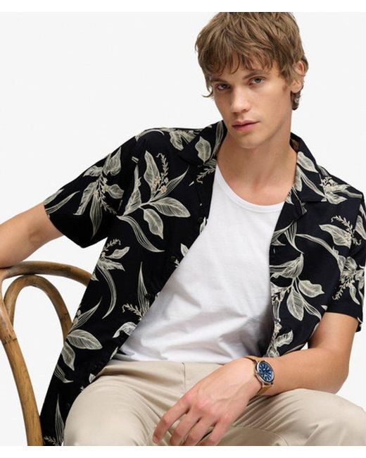 Superdry Black & Co Hawaiian Print Short Sleeve Shirt for men