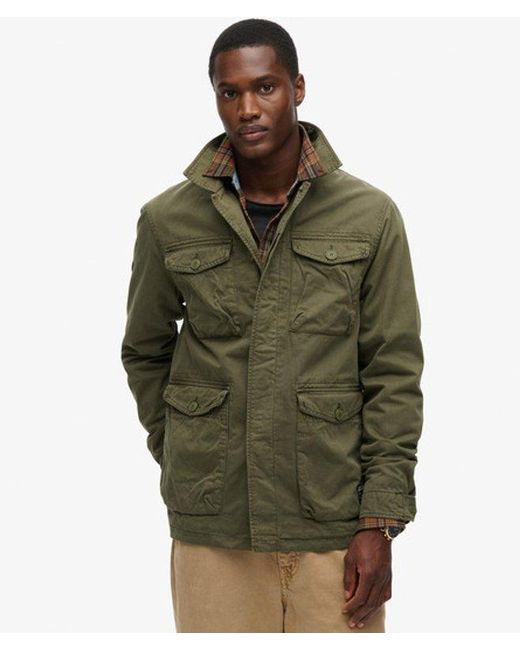Superdry Green Military M65 Embroidered Lightweight Jacket for men