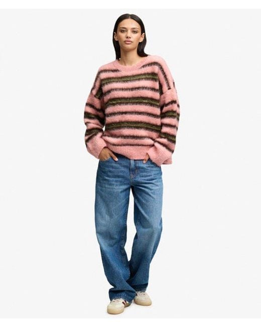 Superdry Red & Co Slouchy Brushed Stripe Knit Jumper