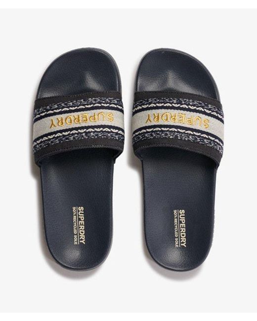 Superdry Blue Vegan Webbing Pool Sliders