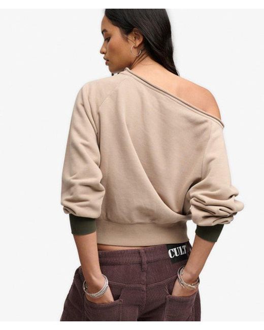 Superdry Brown Bench X & Co Bench Bardot Oversized Sweatshirt
