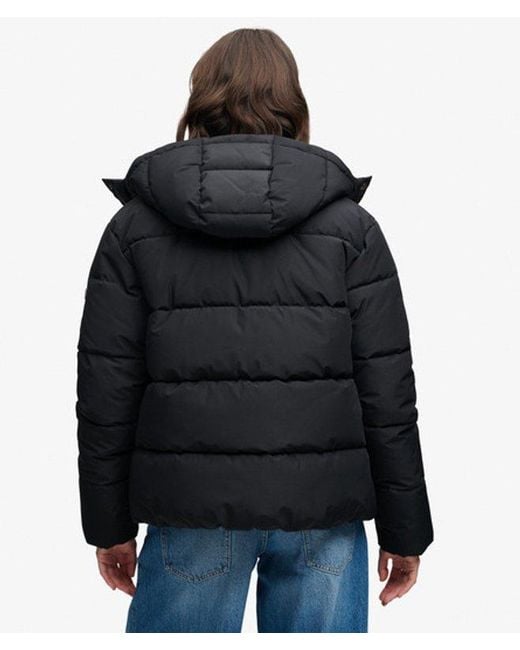 Superdry Black Premium Hooded Puffer Jacket
