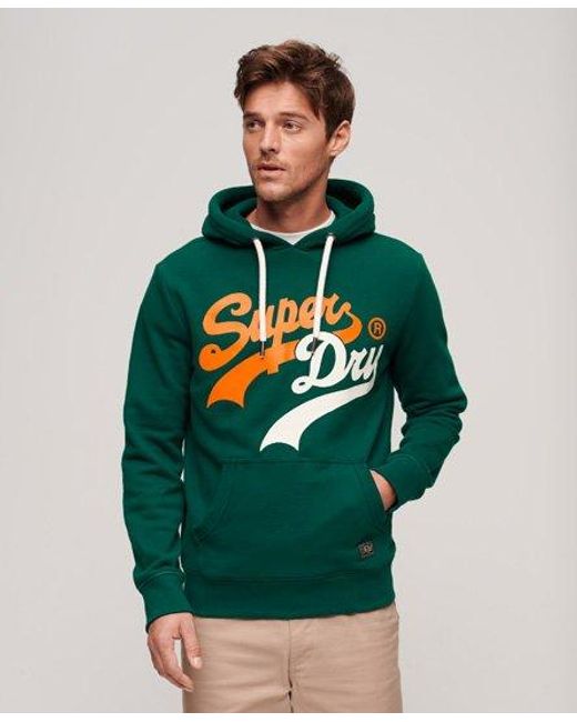 Superdry Green Classic College Script Hoodie for men