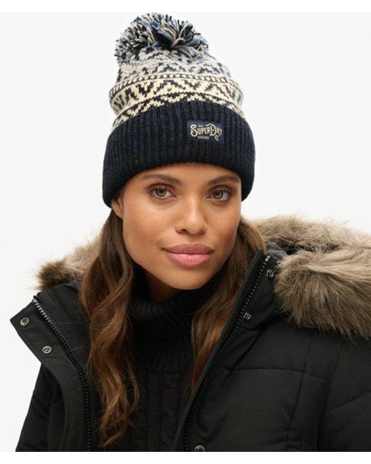 Superdry Black & Co Patterned Knitted Beanie Hat