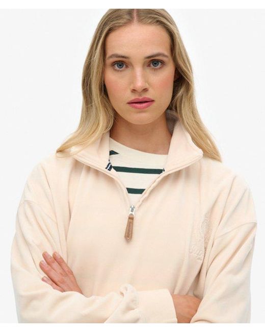 Superdry Natural & Co Country Club Velour Quarter Zip