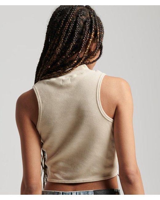 Superdry Natural & Co Cropped Mock Neck Tank Top