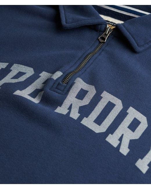 Superdry Blue Athletic Essentials Collared Half Zip