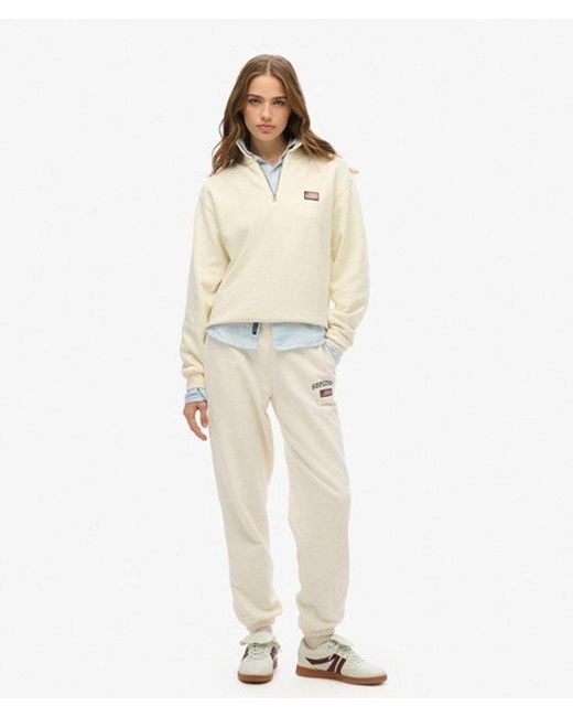 Superdry White Athletic Essentials Collared Half Zip Sweatshirt