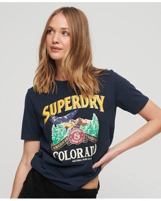 Superdry Blue Travel Souvenir Graphic T-shirt