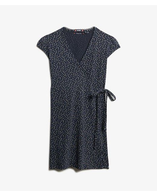 Superdry Athletic Essential Wrap Jurk in het Blue