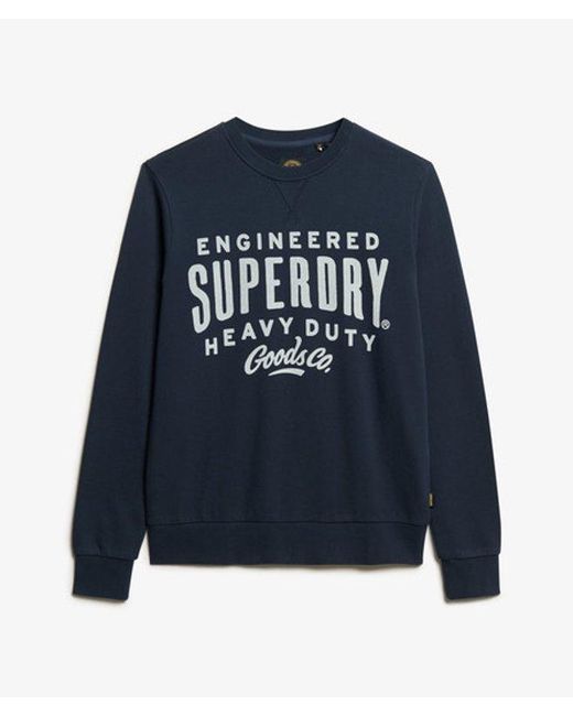 Superdry Blue Machined Goods Workwear Crew Neck Sweatshirt for men