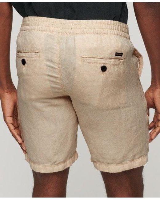 Superdry Natural Drawstring Linen Shorts for men