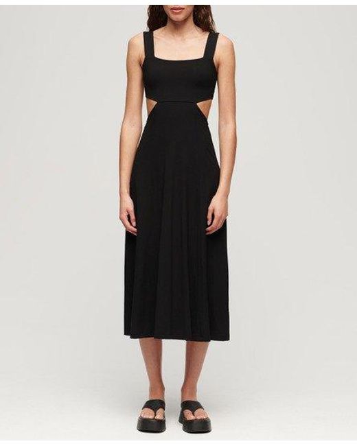 Superdry Jersey Midi-jurk Met Uitsnijding in het Black