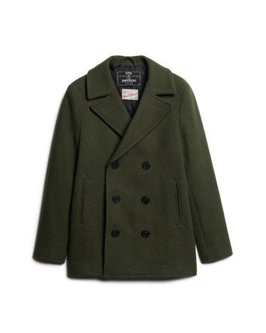 Superdry Green Classic The Merchant Store - Wool Pea Coat for men