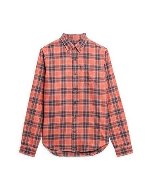 Superdry Red Classic Check Organic Cotton Vintage Shirt for men