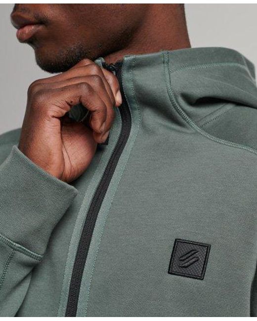 Superdry Gray Lightweight Embroidered Code Tech Zip Hoodie for men