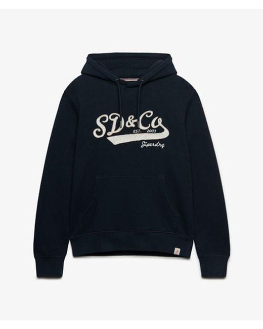 Superdry Blue & Co Washed Embroidered Relaxed Hoodie for men