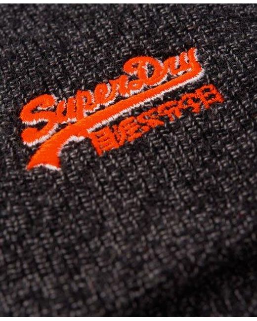 Superdry Black Basic Beanie Charcoal Twist