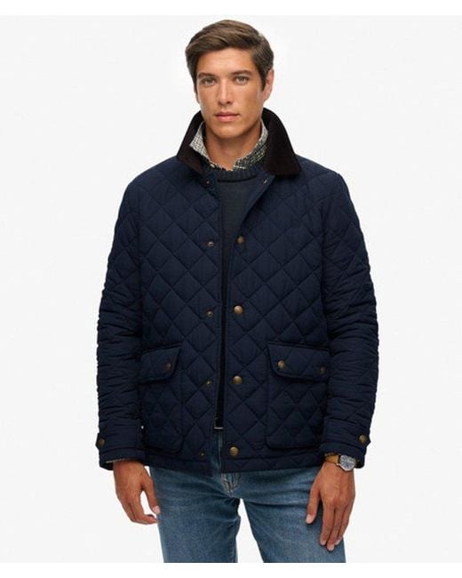 Superdry Blue Quilted Estate Coach Jacket for men