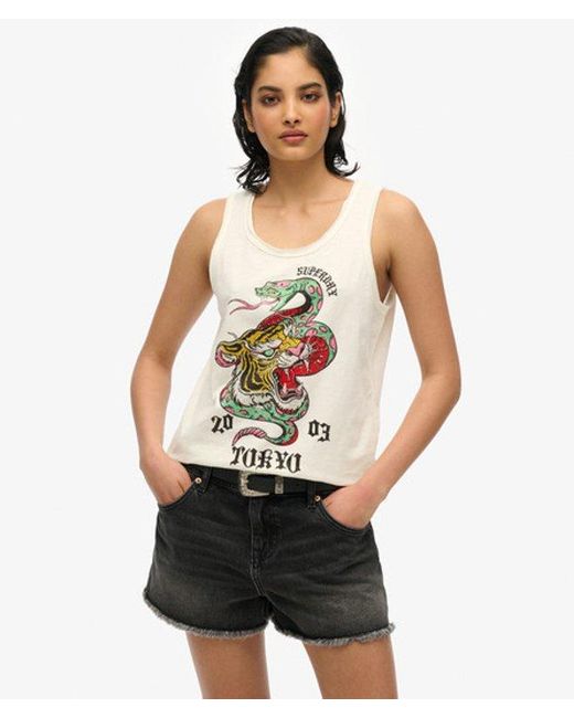Superdry White & Co Neo Trad Tattoo Scoop Neck Tank Top