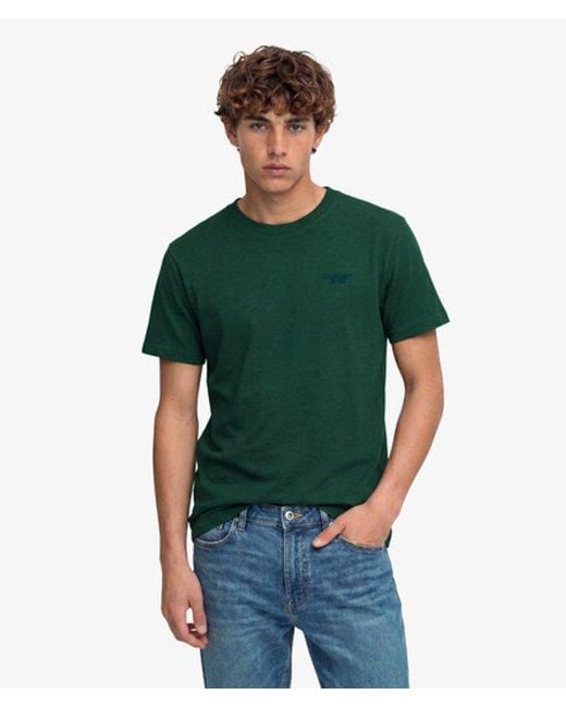 Superdry Green Essential Stacked Logo Embroidered T-Shirt for men