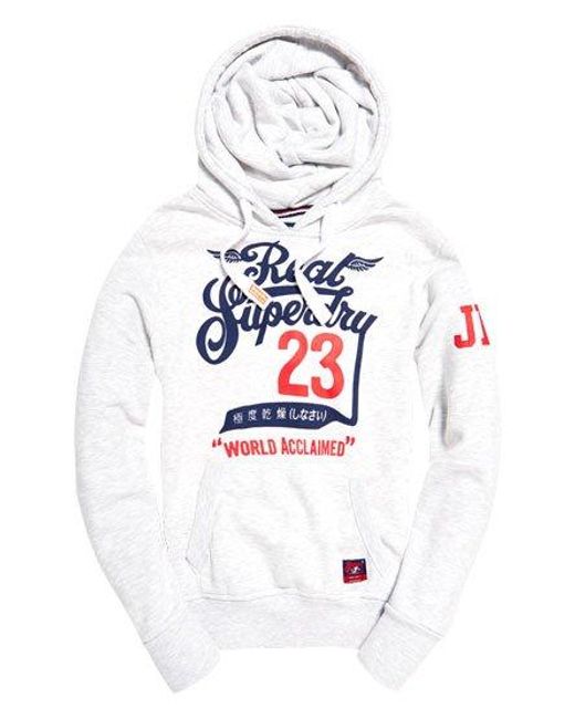 Superdry White Icarus Duo Rework Classic Hoodie Ice Marl for men