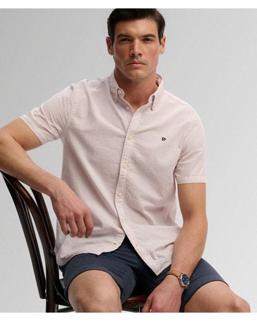 Superdry Pink & Co Classic Seersucker Short Sleeve Shirt for men