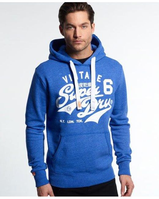 Superdry Blue Stacker Reworked Classic Hoodie Everton Grindle for men