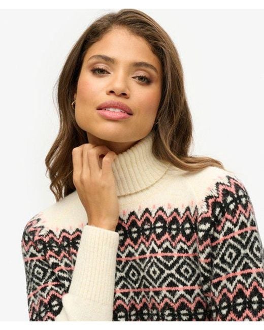 Superdry Natural & Co Fairisle Pattern Roll Neck Jumper