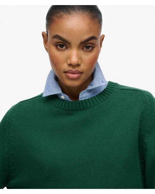 Superdry Green Slouchy Knitted Crew Jumper