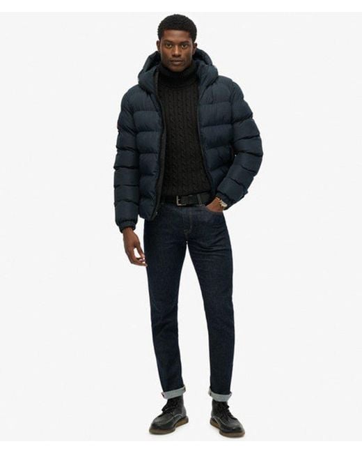 Superdry Sports Pufferjas Met Capuchon in het Black voor heren