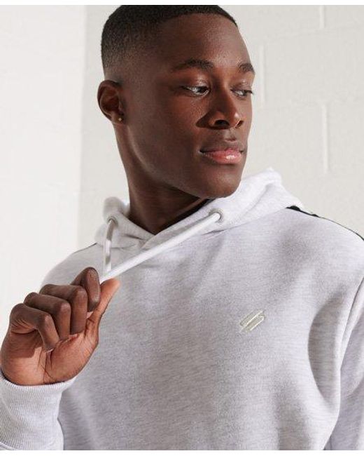 Superdry Gray Code Logo Tape Hoodie Ice Marl for men