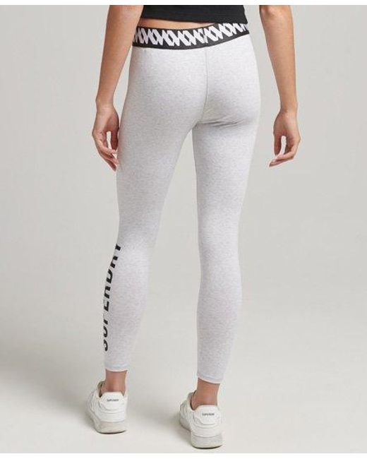Superdry Gray Elastic Logo Graphic Leggings Cadet Marl
