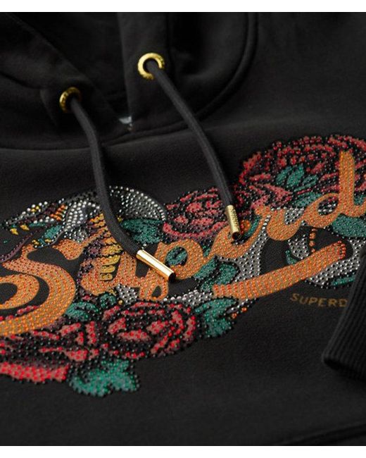 Superdry Black & Co Embroidered Graphic Tattoo Script Hoodie