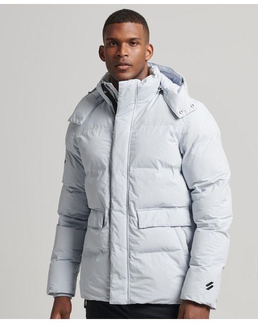 Superdry Sport Short Boxy Puffer Jacket Light Blue / Arctic Ice in Gray ...