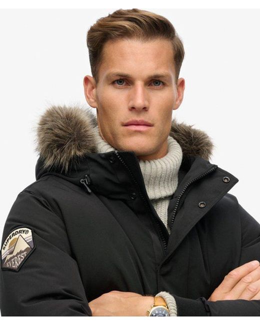 Superdry Black & Co Everest Faux Fur Bomber Jacket for men
