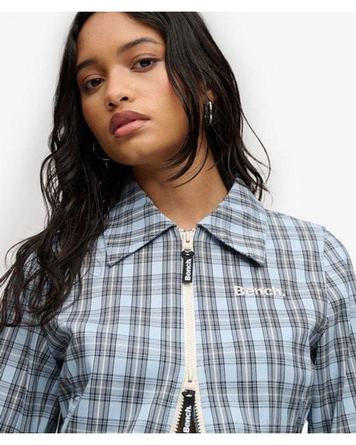 Superdry Blue Bench X & Co Bench Double Zip Collared Check Jacket