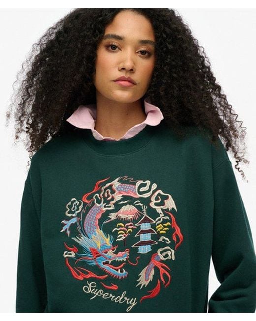 Superdry Green & Co Suika Embroidered Loose Crew Sweatshirt